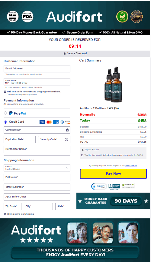 Audifort checkout page